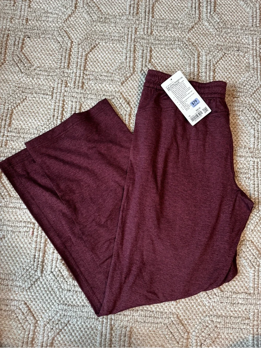 NWT Lululemon Soft Jersey Straight-Leg Mid-Rise Pants Heathered Garnet Size 10